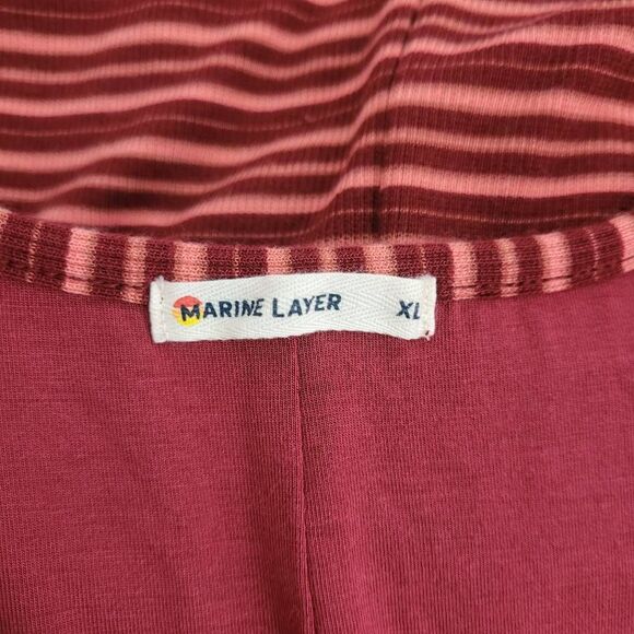 Marine‎ Layer Lexi Rib Daytime Midi Dress Sz XL Ruby Wine Striped Knit Casual - Picture 6 of 10